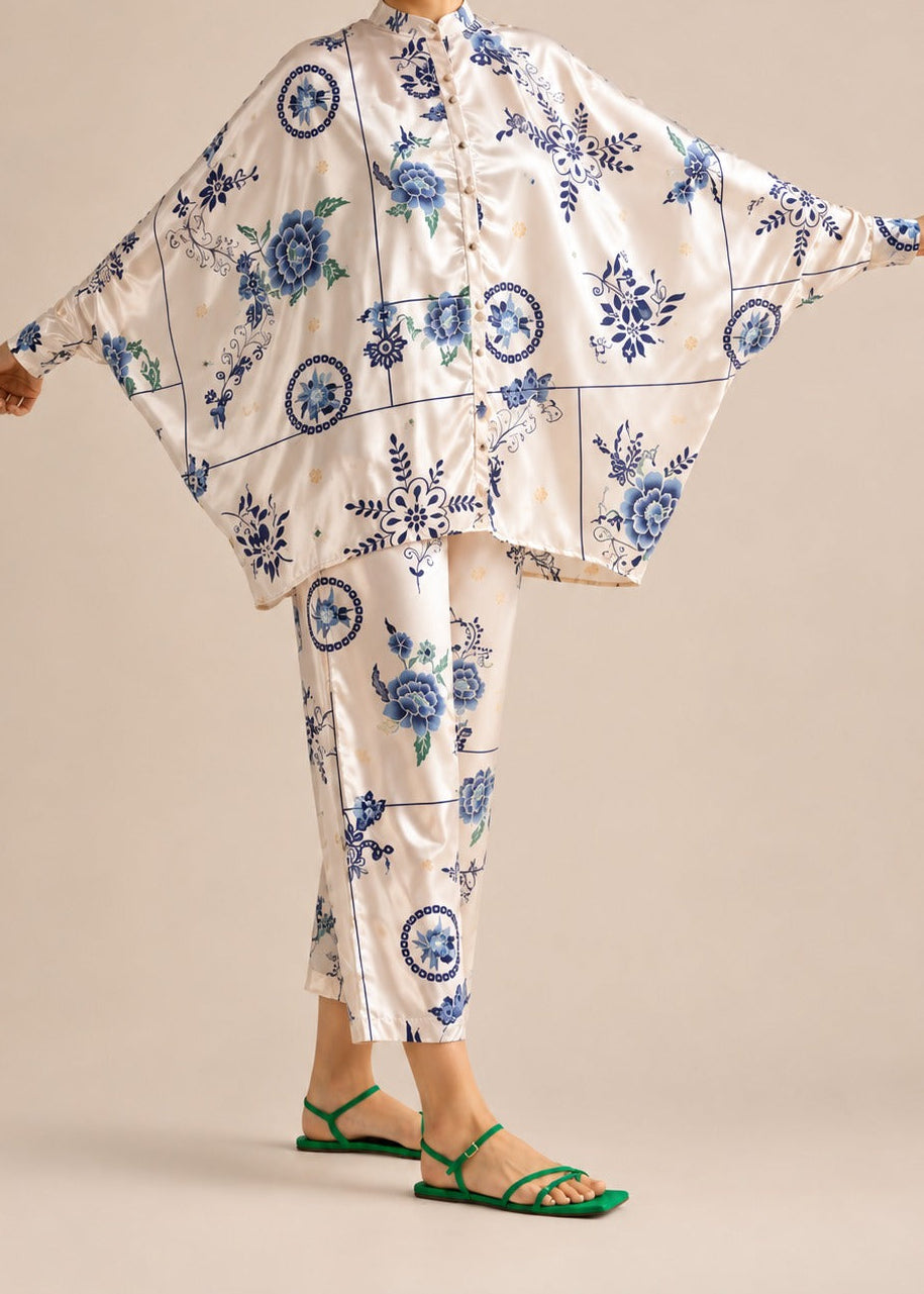 Grace W1062 - Digital Printed 2pc Silk Dress.