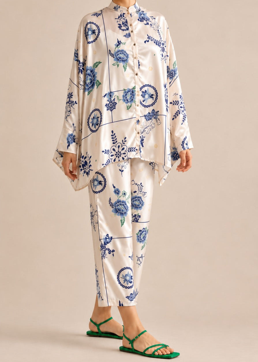 Grace W1062 - Digital Printed 2pc Silk Dress.