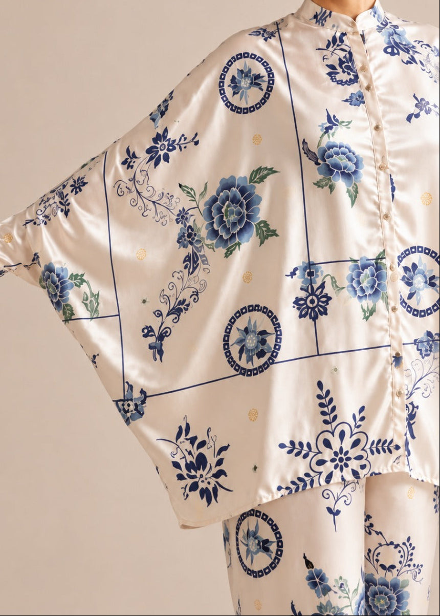 Grace W1062 - Digital Printed 2pc Silk Dress.