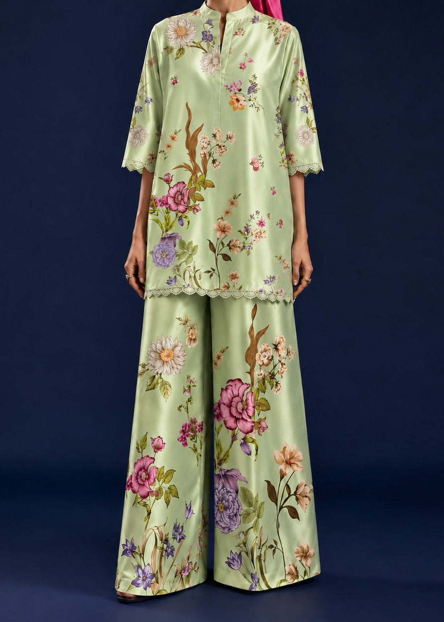 Grace W1063 - Digital Printed 2pc Silk Dress.