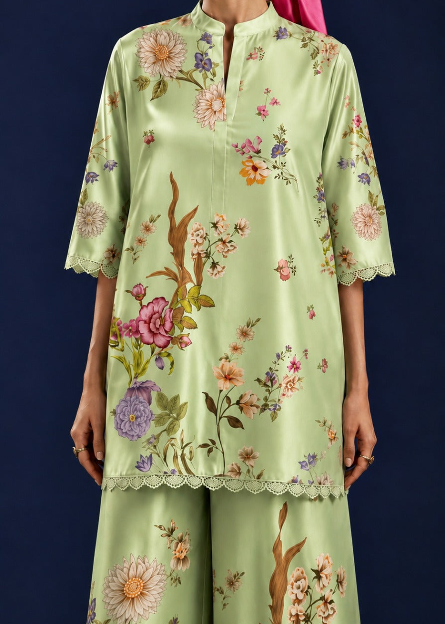 Grace W1063 - Digital Printed 2pc Silk Dress.