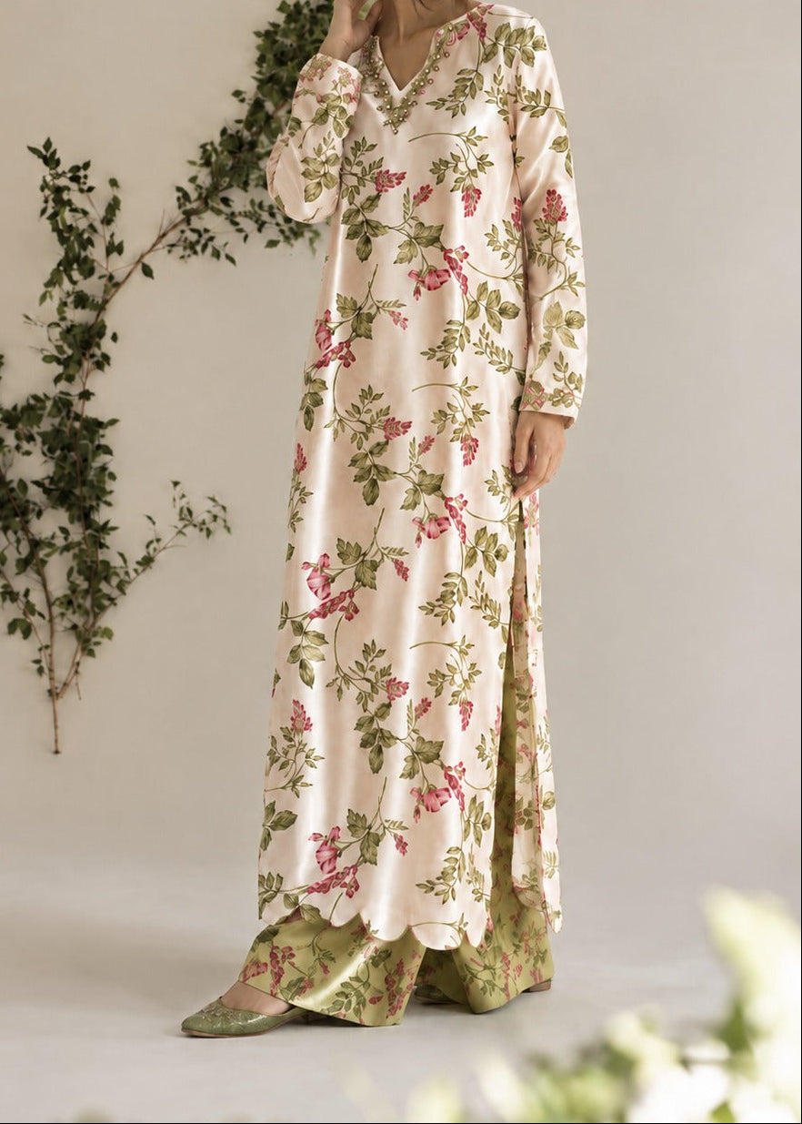 Grace W1061 - Digital Printed 2pc Silk Dress.
