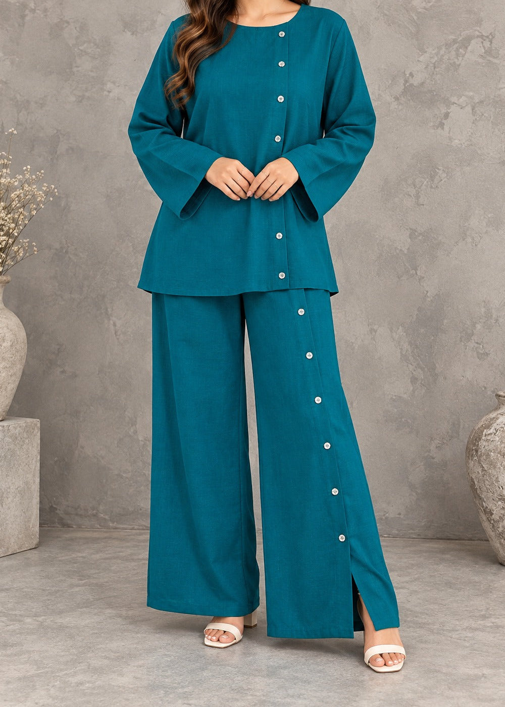 C-S 072- STITCHED 2PC LAWN CO-ORD SET.