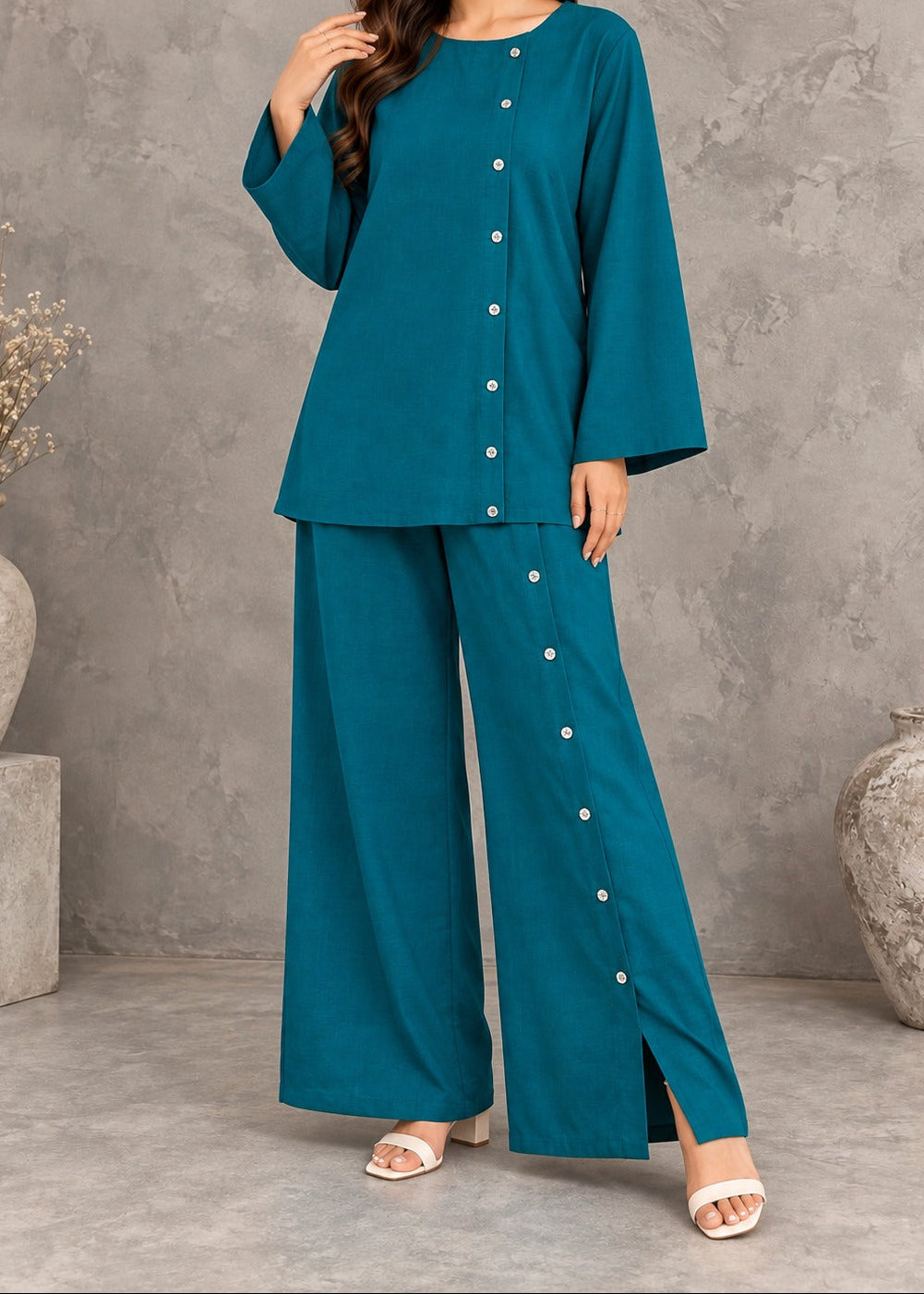 C-S 072- STITCHED 2PC LAWN CO-ORD SET.