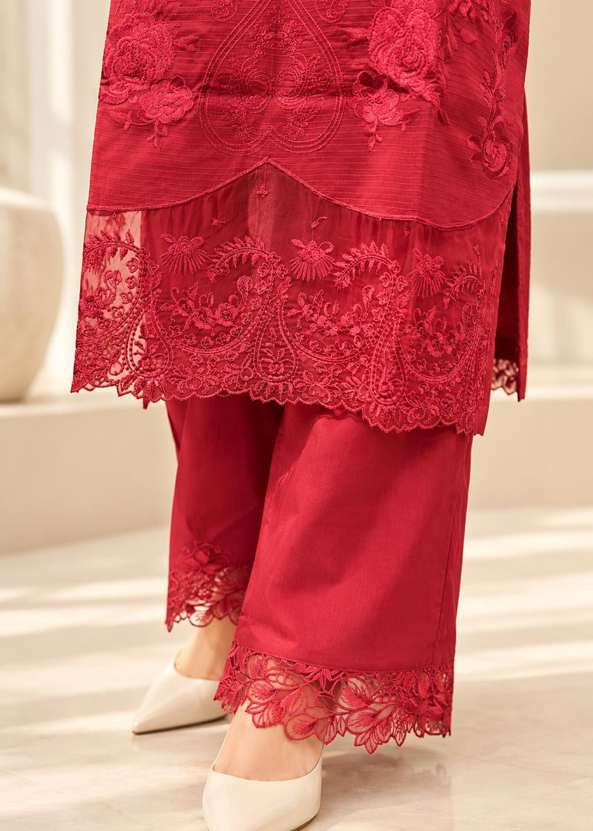 Grace S1539-Embroidered 3pc Lawn Dress With Embroidered Organza Dupatta.