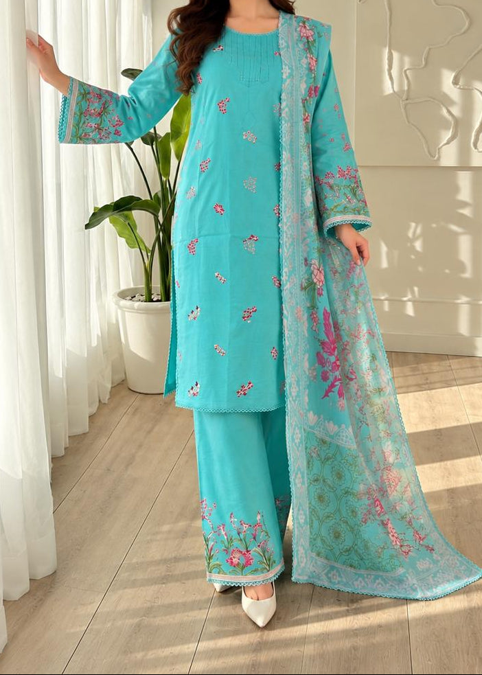 Grace S1634 - Embroidered 3pc Lawn Dress With Printed Chiffon Dupatta.