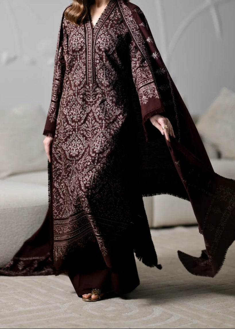 Grace W1114 - Embroidered 3pc Marina Dress With Embroidered Marina Shawl.