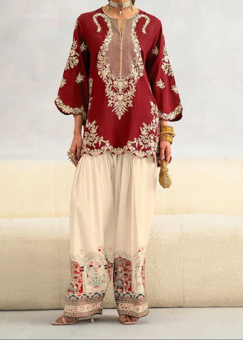 Grace W1115 - Embroidered 2pc Silk Dress.