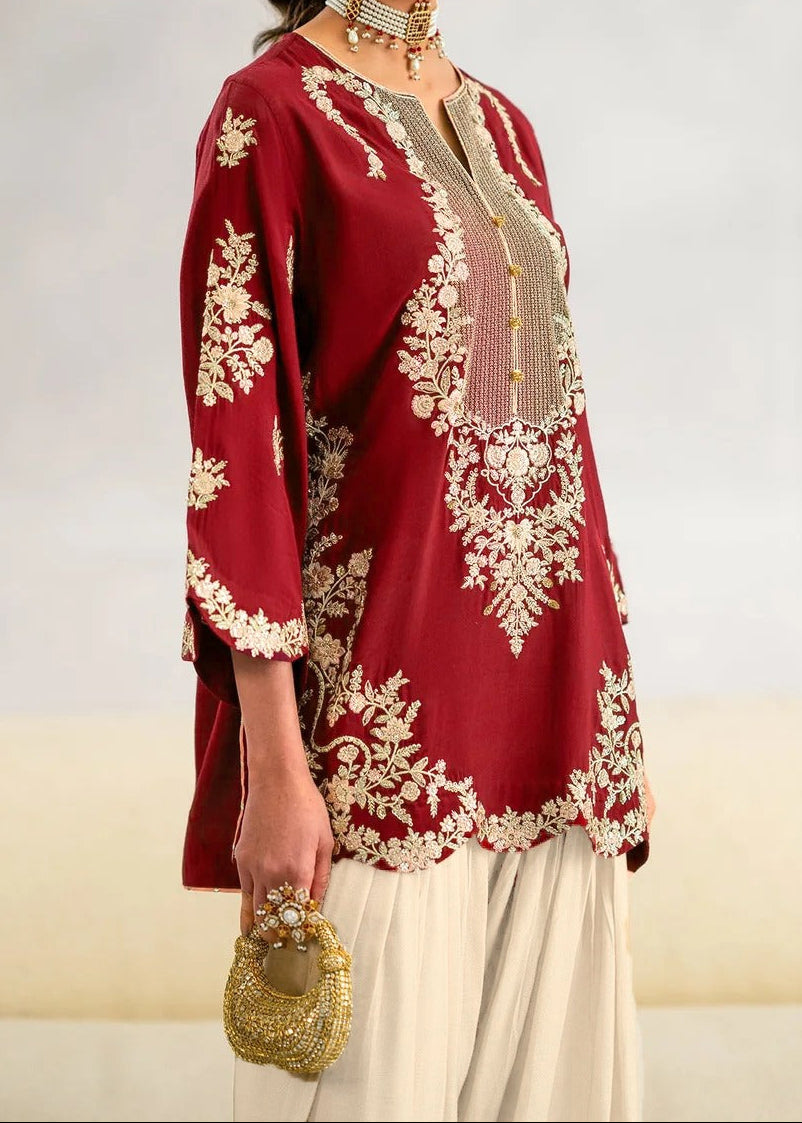 Grace W1115 - Embroidered 2pc Silk Dress.