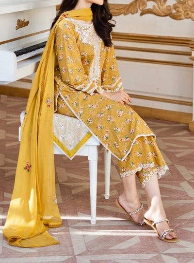 Grace S755-Digital Printed 3pc Lawn dress with Embroidered Munar dupatta.