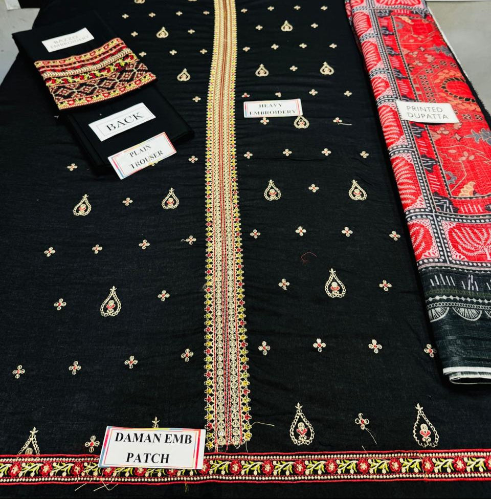Grace S1080-Embroidered 3pc Lawn dress with Printed Munar Dupatta.