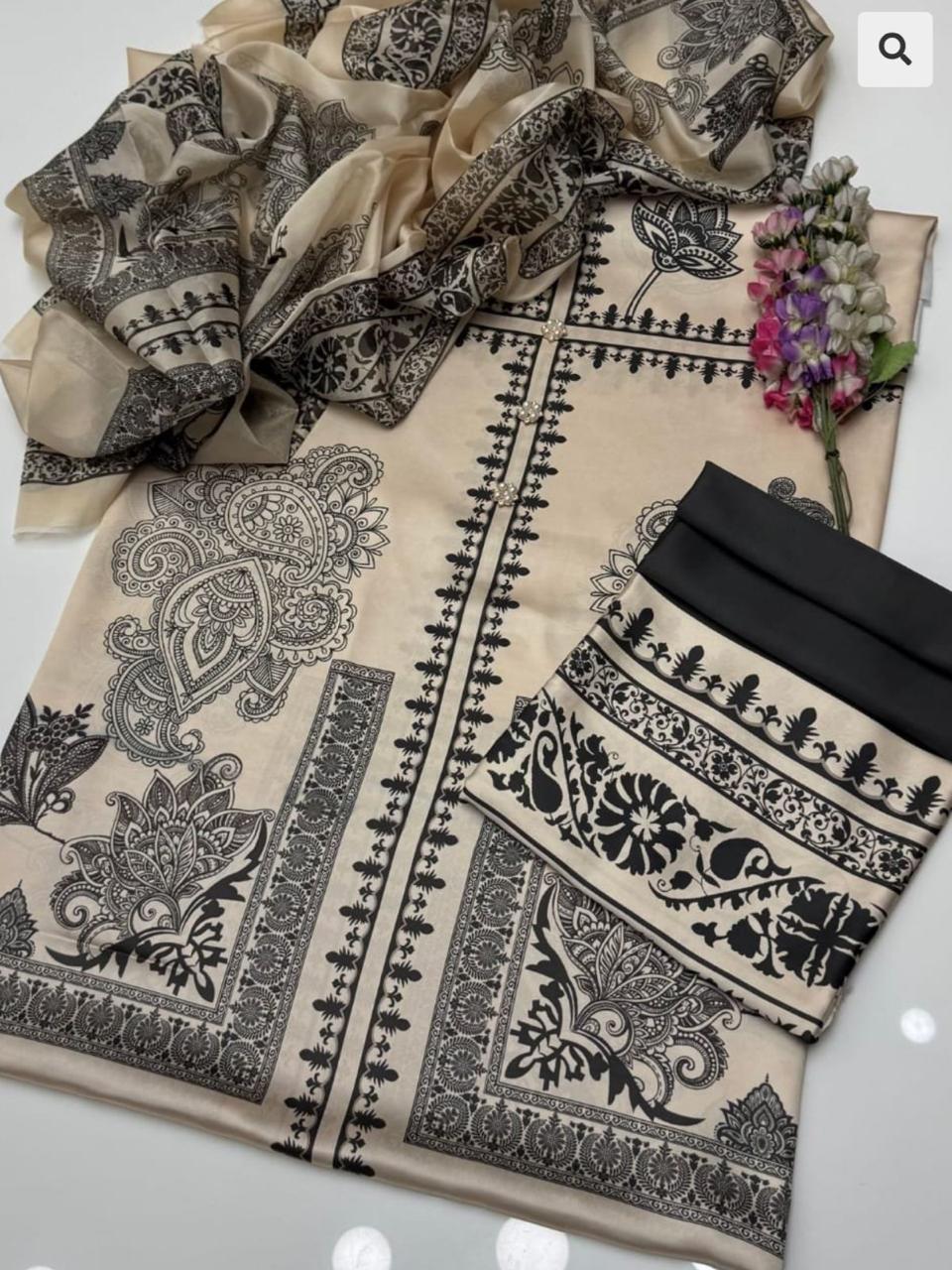 Grace W725 - Digital Printed 3pc Silk dress With Digital Printed Silk dupatta.