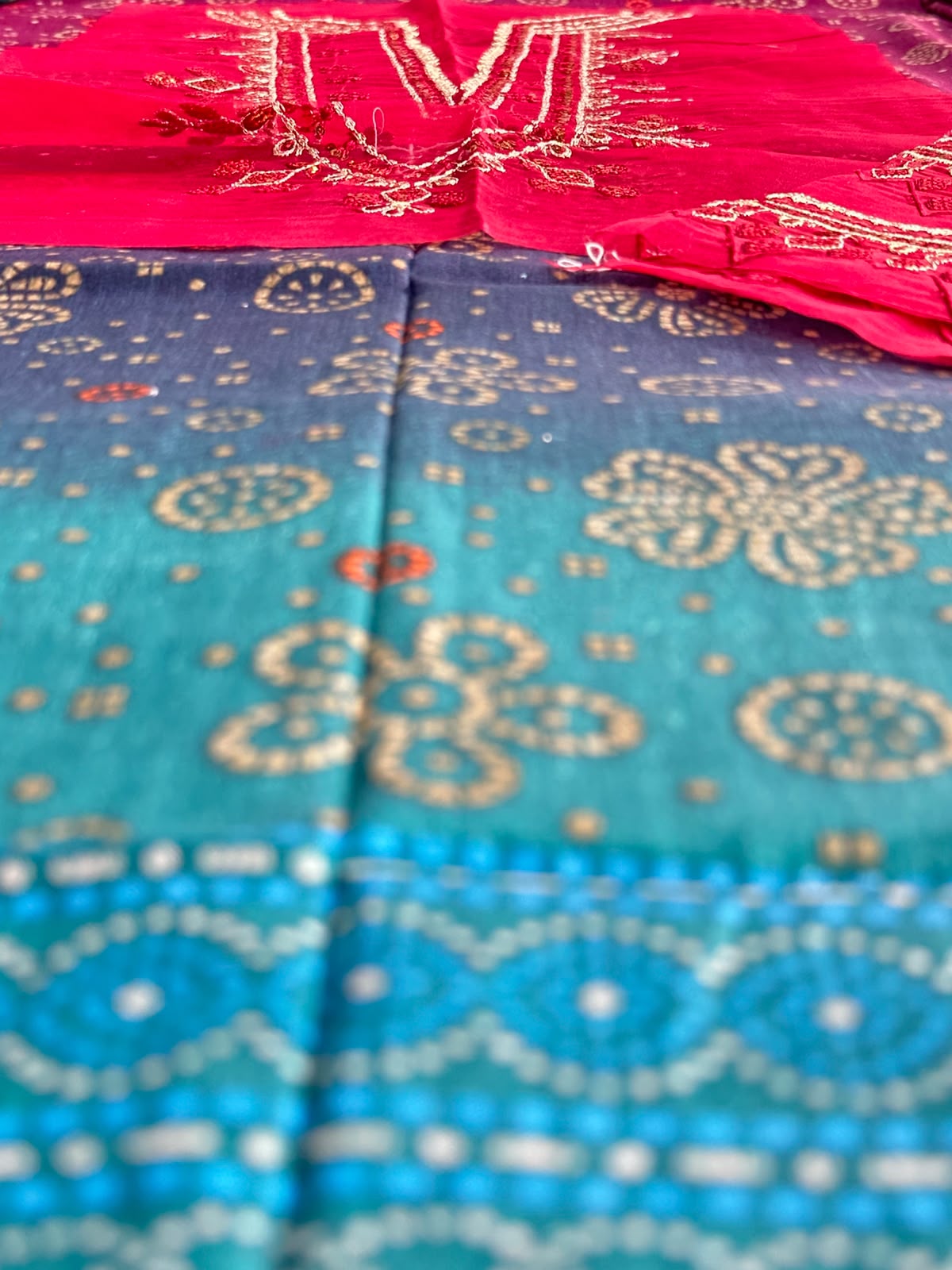 Grace S1297 - Printed & Embroidered 3pc Lawn Dress With Embroidered Sequence Chiffon Dupatta.