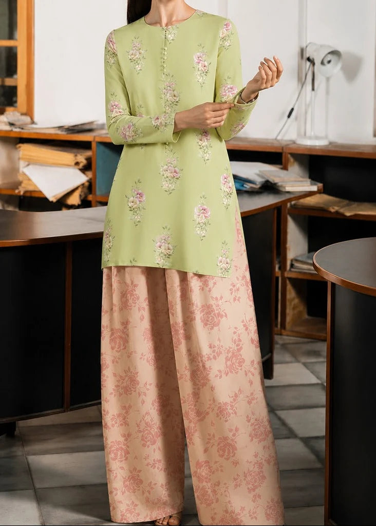 Grace Z-(W1059) - Stitched Digital Printed 2pc Silk Dress.