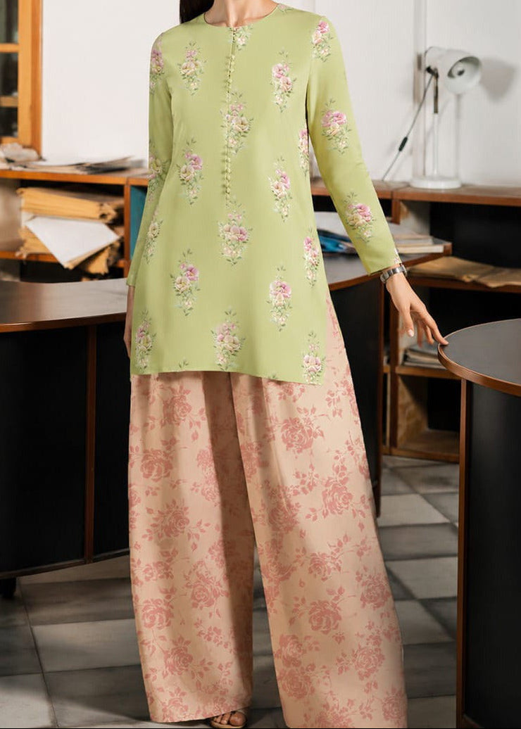 Grace W1059 - Digital Printed 2pc Silk Dress.