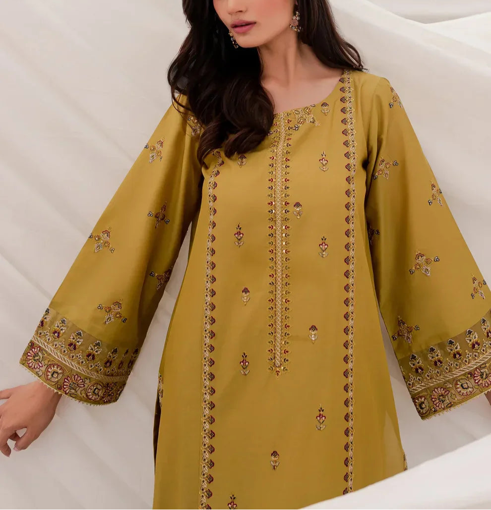 Grace S1187-Embroidered 3pc Lawn Dress With Printed Munar Dupatta.