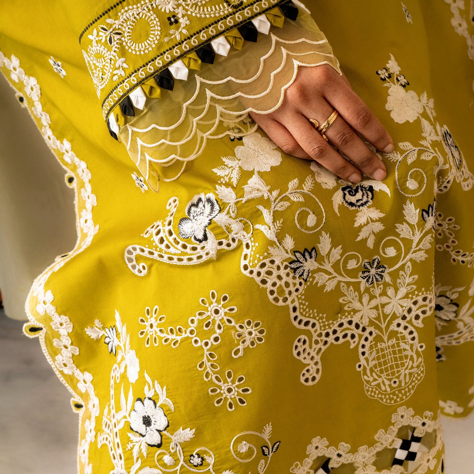 MISK 05 -Stitched Embroidered 3pc Lawn Dress With Embroidered Chiffon Dupatta.