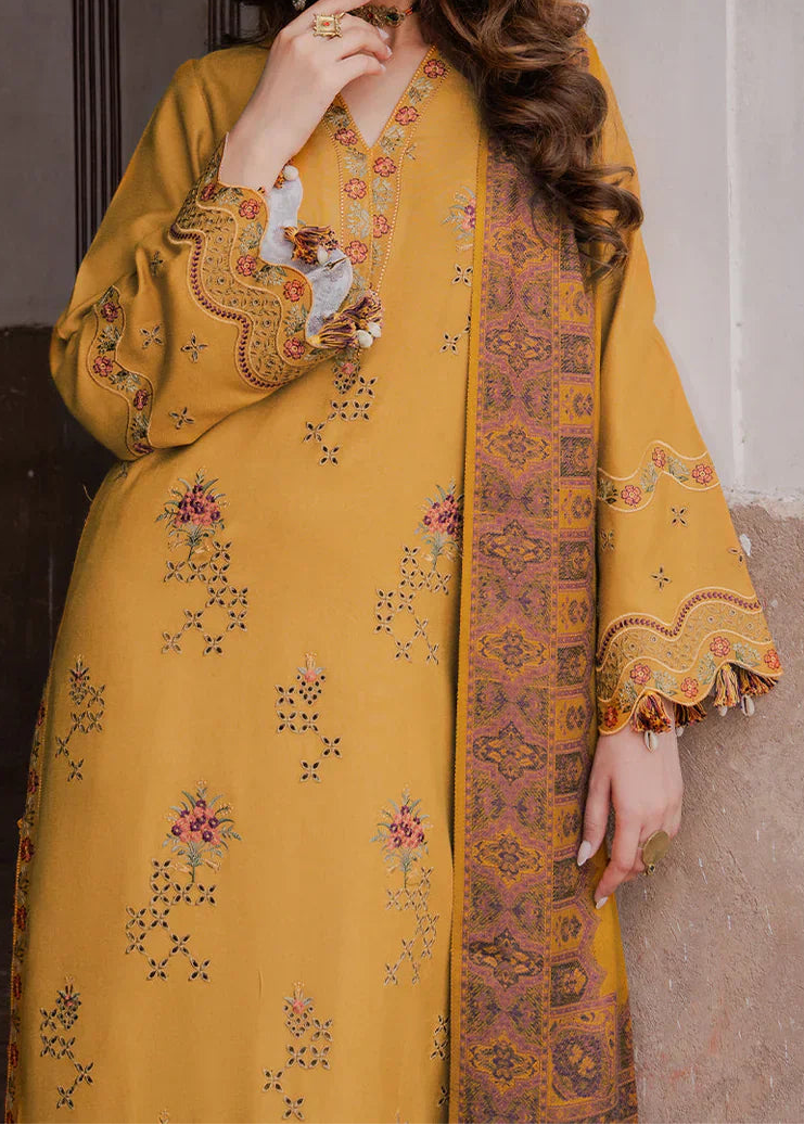 Grace W865-Embroidered 3pc Chikankari Marina Dress With Printed Shawl.