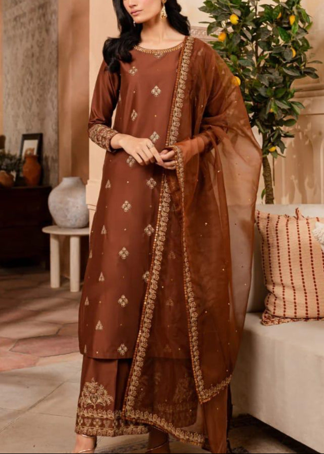 Grace S864-Embroidered 3pc Lawn Dress with Embroidered Munar Dupatta.