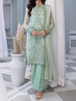 Oceania-Embroidered Chiffon Unstitched 3Pc Suit.