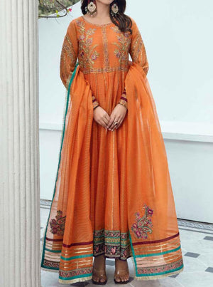 Grace W294- Embroidered 3pc Kataan Silk dress With Embroidered Organza dupatta.