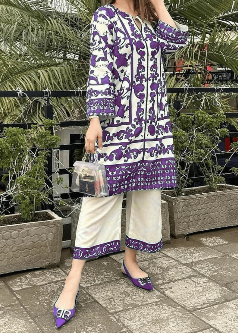 Grace W698 - Digital Printed 3pc Silk dress With Digital Printed Silk dupatta.