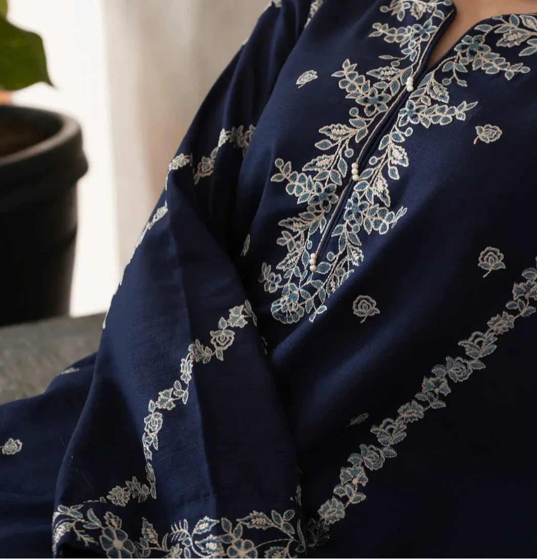 Grace W690-Embroidered 2pc Linen Dress