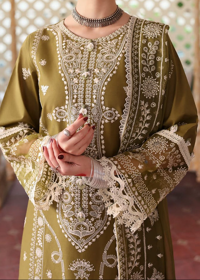 Grace W834-Embroidered 3pc Marina Dress With Printed Shawl.