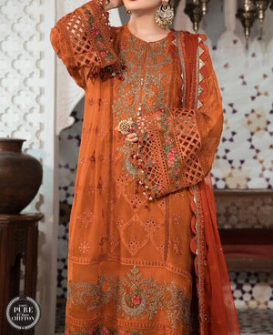 Grace S663-Embroidered 3PC Lawn dress with Embroidered chiffon dupatta.