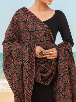 Grace W193-Plain 3pc marina dress with Embroidered marina shawl.