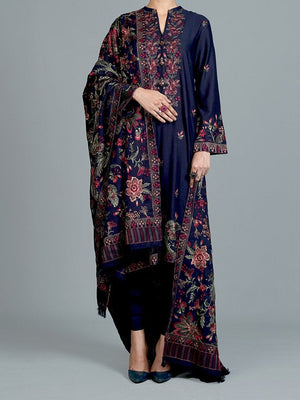 Grace W445- Embroidered 3pc marina dress with Embroidered marina shawl.