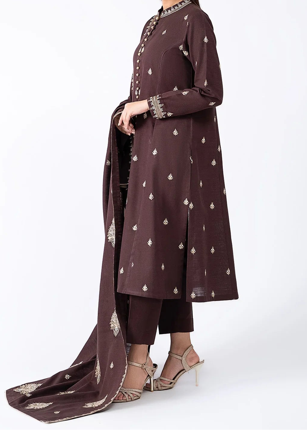 Grace W905-Embroidered 3pc Marina Dress With Embroidered Marina Shawl.