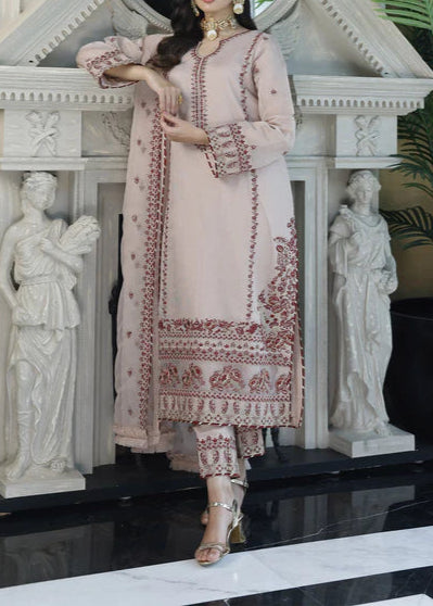 Old Rose– Embroidered Chiffon Unstitched 3Pc Suit.