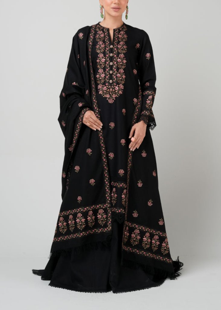 Grace W545-Embroidered 3pc marina dress with Embroidered Marina shawl.