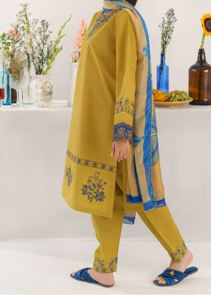 Grace W747-Embroidered 3pc Marina Dress With Printed Shawl.
