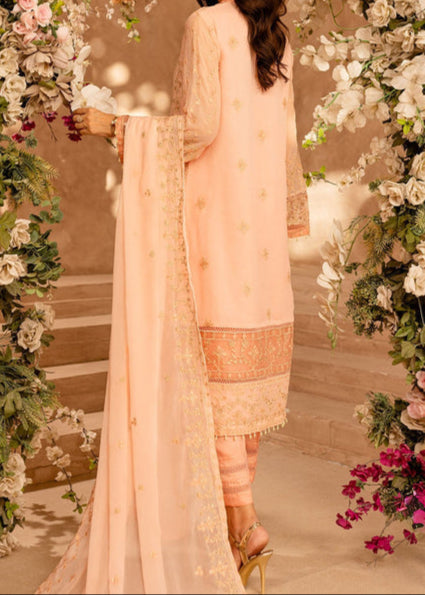 PEACH DELIGHT– Embroidered Chiffon Unstitched 3Pc Suit.