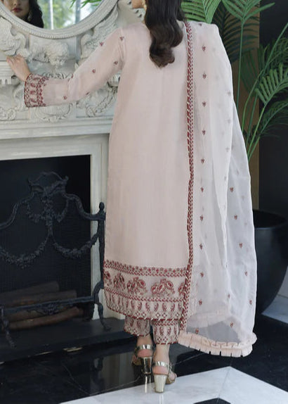 Old Rose– Embroidered Chiffon Unstitched 3Pc Suit.