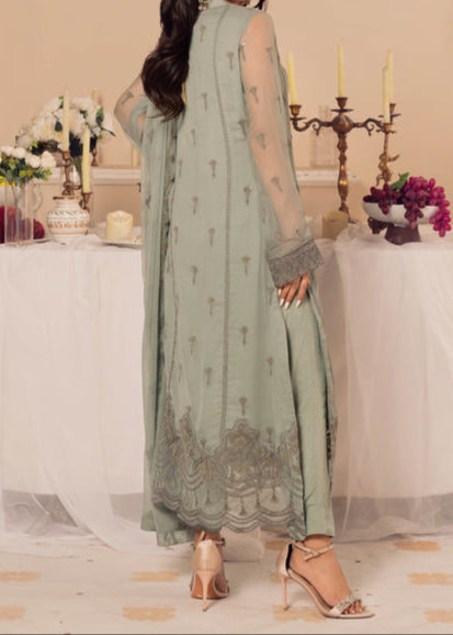 Grace Z-(CADET GRAY) -Stitched Embroidered chiffon 3Pc Suit