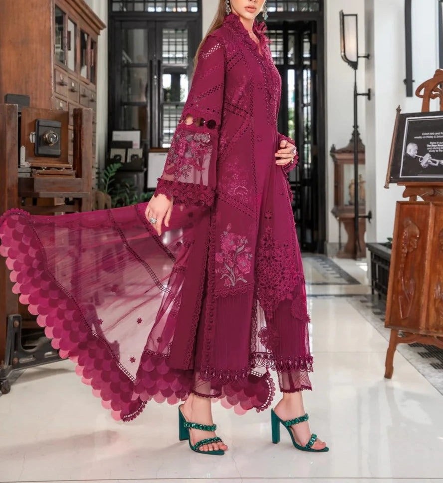 Grace S672-Shifli Embroidered 3pc lawn dress with Embroidered Organza dupatta.