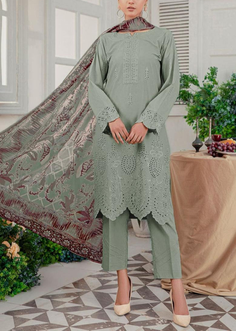 Grace S960-Embroidered 3PC CHIKANKARI Lawn Dress With Printed Munar Dupatta.