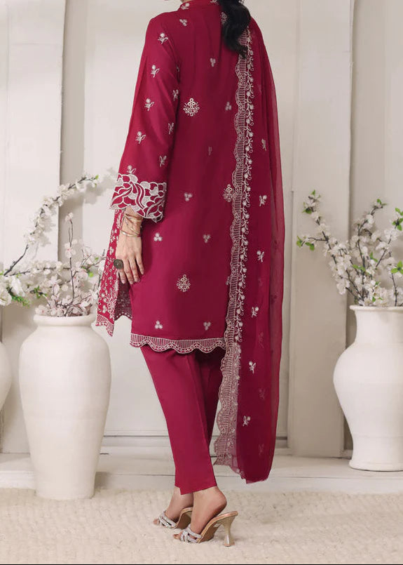Grace Z-(MAROON MAJESTY)- Stitched EMBROIDERED CHIKANKARI LAWN UNSTITCHED 3PC SUIT. (Copy)