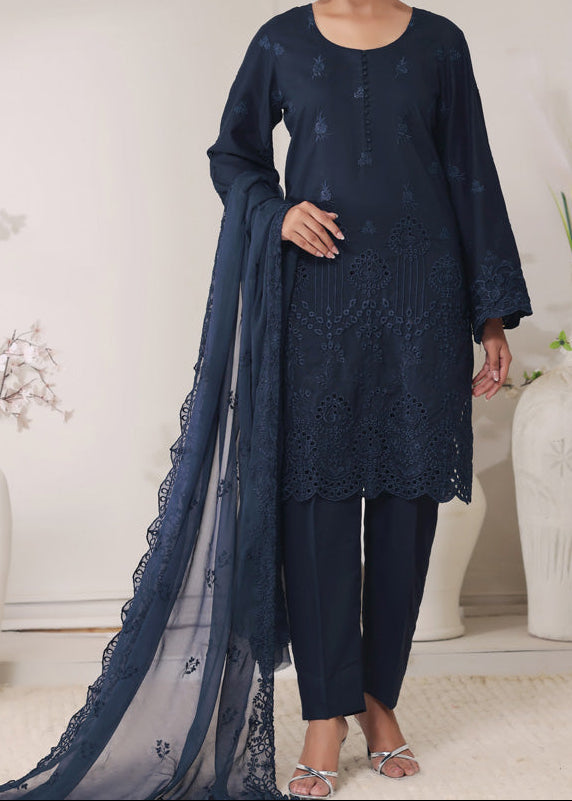 NAZY CHARM – EMBROIDERED CHIKANKARI LAWN UNSTITCHED 3PC SUIT.