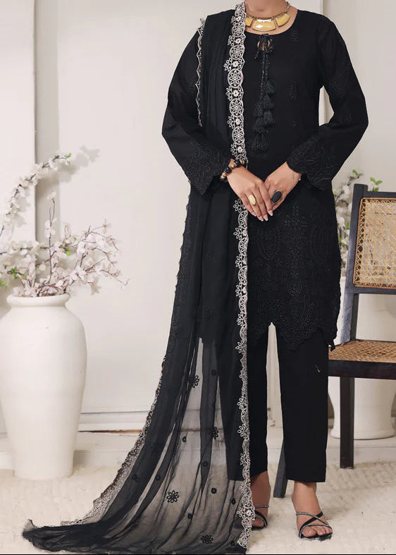 Grace Z-(DARK DESIRE)- Stitched EMBROIDERED CHIKANKARI LAWN UNSTITCHED 3PC SUIT.