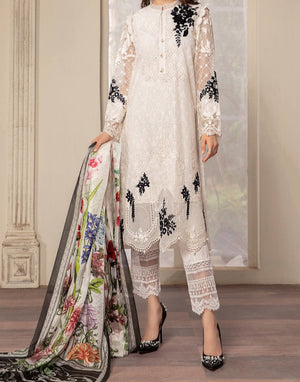 Grace S427 -Embroidered 3pc lawn dress with digital printed silk dupatta