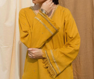 Grace W353-Embroidered 3pc Marina dress with printed marina shawl.