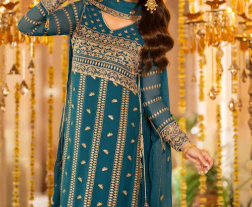 SAHAR– Embroidered Chiffon Unstitched 3Pc Suit.