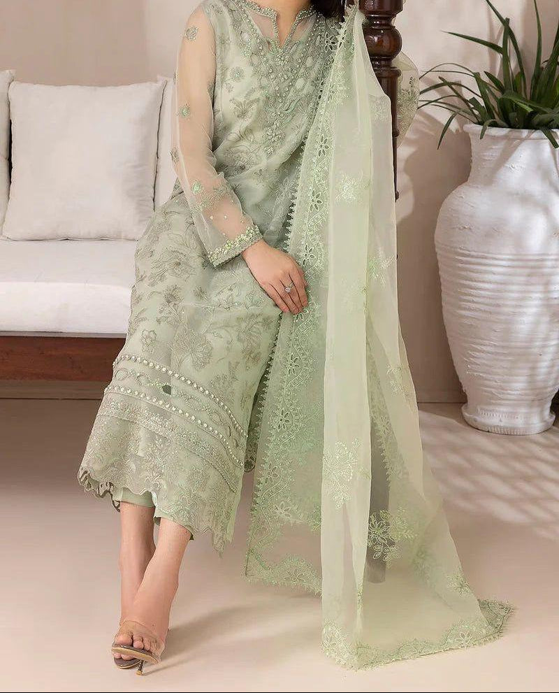 Grace S1473-Embroidered 3pc Organza Dress With Embroidered Organza Duppata.