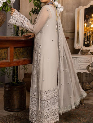 Stitched Cloud Gray – Embroidered Chiffon Stitched 3Pc Suit