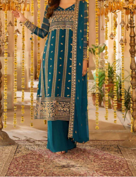 Grace Z - (SAHAR) - Stitched Embroidered Chiffon Unstitched 3Pc Suit