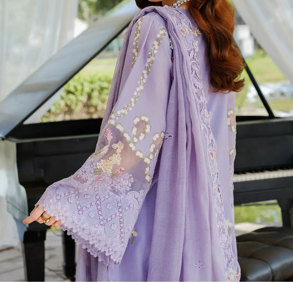 Grace Z-(S1516) - Stitched Embroidered 3pc Lawn Dress With Embroidered Chiffon Dupatta.